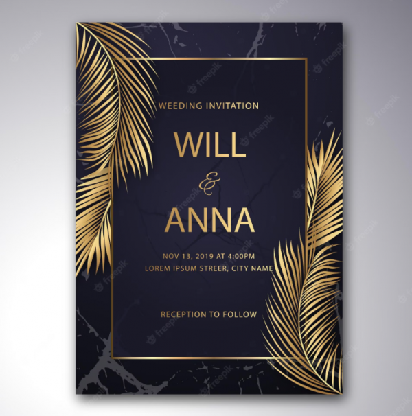 Undangan Penikahan Sederhana Realistic Golden